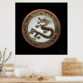 [901] Black and Gold Sacred Eastern Dragon Poster (Keuken)