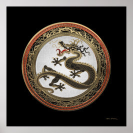 [901] Black and Gold Sacred Eastern Dragon Poster