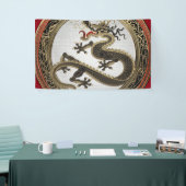 [901] Black and Gold Sacred Eastern Dragon Spandoek (Beurs)