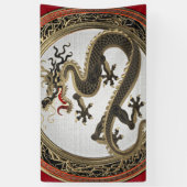 [901] Black and Gold Sacred Eastern Dragon Spandoek (Verticaal)