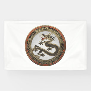 [901] Black and Gold Sacred Eastern Dragon Spandoek