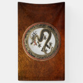 [901] Black and Gold Sacred Eastern Dragon Spandoek (Verticaal)