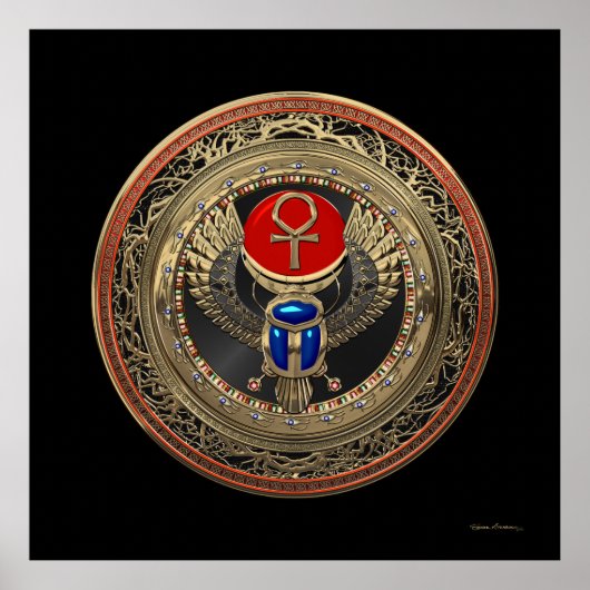 [901] Goud - Egyptisch gekonkel met Ankh Poster (Voorkant)