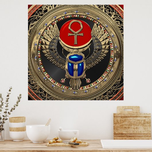 [901] Goud - Egyptisch gekonkel met Ankh Poster (Keuken)