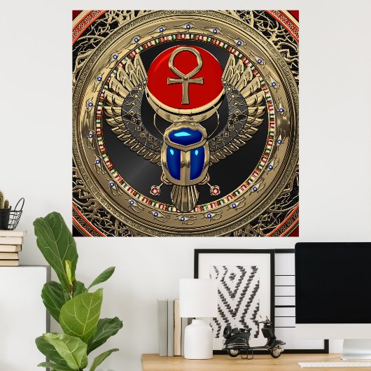 [901] Goud - Egyptisch gekonkel met Ankh Poster (Thuiskantoor)