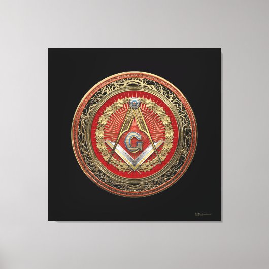 [901] Master Mason - Gold Square & Compass Canvas Afdruk (Voorkant)
