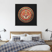 [901] Master Mason - Gold Square & Compass Canvas Afdruk (Insitu (Slaapkamer))