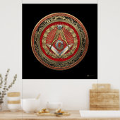 [901] Master Mason - Gold Square & Compass Poster (Keuken)