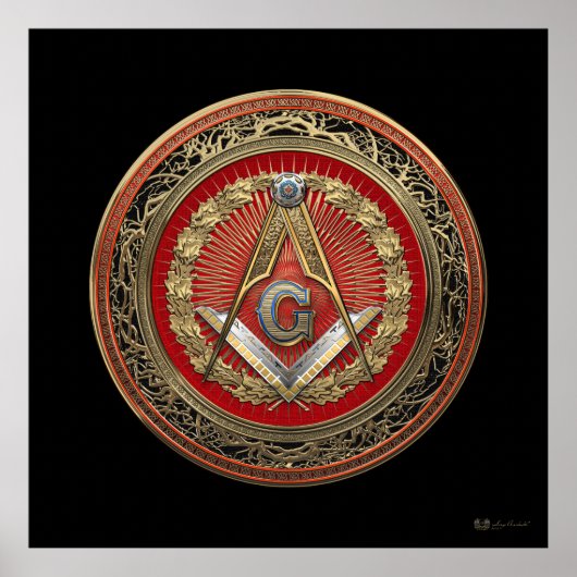[901] Master Mason - Gold Square & Compass Poster (Voorkant)