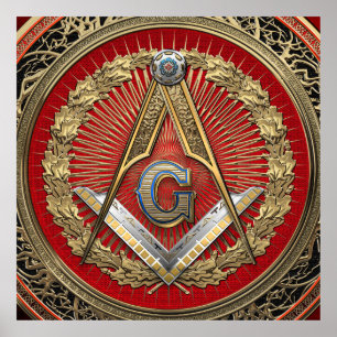 [901] Master Mason - Gold Square & Compass Poster