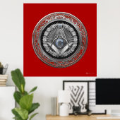 [901] Master Mason - Silver Square & Compass Poster (Thuiskantoor)