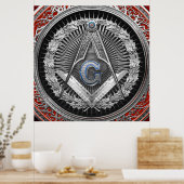 [901] Master Mason - Silver Square & Compass Poster (Keuken)