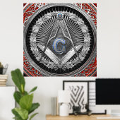 [901] Master Mason - Silver Square & Compass Poster (Thuiskantoor)