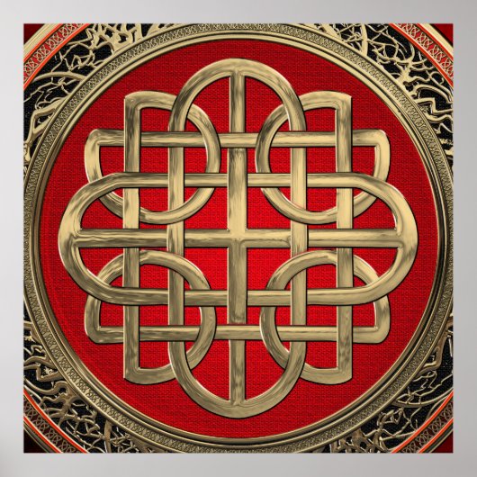 [901] Sacred Celtic Gold Knot Cross Poster (Voorkant)