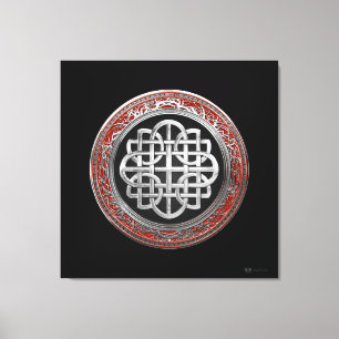 [901] Sacred Celtic Silver Knot Cross Canvas Afdruk