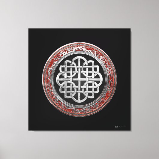 [901] Sacred Celtic Silver Knot Cross Canvas Afdruk (Voorkant)