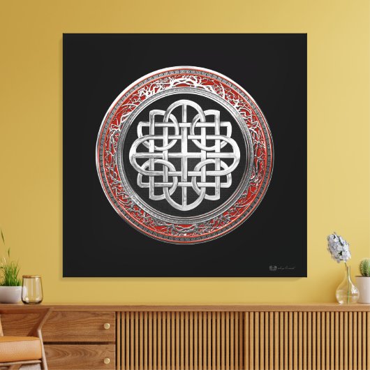 [901] Sacred Celtic Silver Knot Cross Canvas Afdruk (Insitu (Woonkamer))
