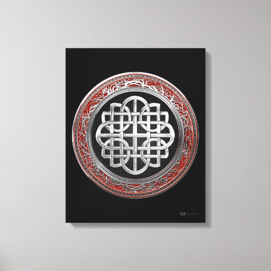 [901] Sacred Celtic Silver Knot Cross Canvas Afdruk (Voorkant)