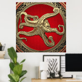[901] Sacred Gold Octopus in Defensief Posture Poster (Thuiskantoor)