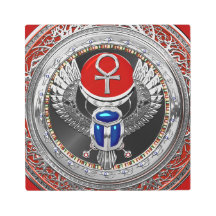 [901] Sacred Silver Egyptian Winged Scarab & Ankh