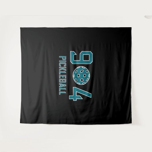 904 Pickleball Blauwgroen Wandkleed (Voorkant (horizontaal))