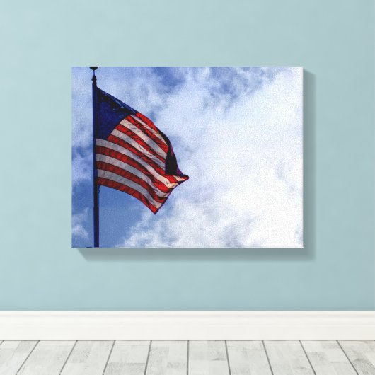 9056 Amerikaanse vlag Canvas Afdruk (Insitu (Houten vloer))