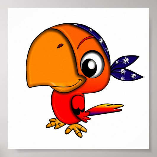 906 CUTE CHEEKY PIRATE PARROT CARTOON POSTER (Voorkant)