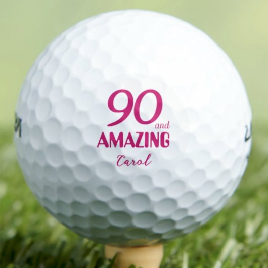 90 and Amazing Grandma Gift – Roze 90e verjaardag Golfballen