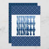 90 Birthday Modern Navy V25 Kaart (Voorkant / Achterkant)