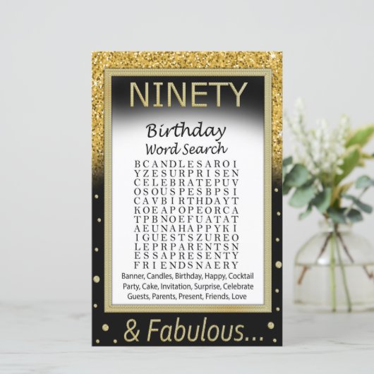 90 Birthday Word Search Game (Staand voorkant)