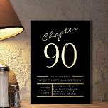 90 Black 90th Birthday Party Gold Folie Uitnodiging<br><div class="desc">Viel een speciale 90e verjaardag in stijl met onze luxe uitnodigingen voor zwarte en gouden folie! Nodig je familie en vrienden uit om samen te komen en een belangrijke 90 jaar leven te gedenken! Deze uitnodigingen zijn perfect voor elke verjaardagsgebeurtenis en zorgen ervoor dat de viering echt speciaal is en...</div>