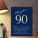 90 Blue 90th Birthday Party Gold Folie Uitnodiging<br><div class="desc">Viel je 90ste verjaardag in stijl met een luxe blauwe en gouden folie uitnodiging voor je familie en vrienden! Deze prachtige verjaardagsuitnodiging is perfect voor elke mijlpaal gebeurtenis, waardoor een unieke en gedenkwaardige atmosfeer ontstaat voor uw speciale dag. Het verbluffende ontwerp is uitgerust met gouden folie in de hele reeks,...</div>