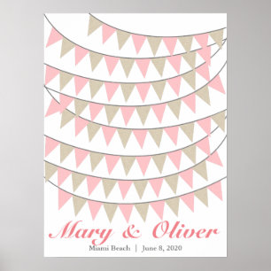 90 Bunting Blush Roze Trouw Gastengastenboek Poste Poster