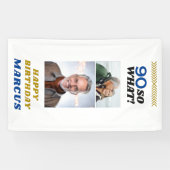90 Dus wat een grappige mijlpaal 90e verjaardag fo Spandoek (Horizontaal)