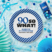 90 Dus wat positieve blauwe streep 90e verjaardag Papieren Bordje (Feest)
