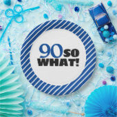 90 Dus wat positieve blauwe streep 90e verjaardag Papieren Bordje (Feest)