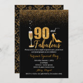 90 en de uitnodiging van Fabulous Birthday voor vr (Voorkant / Achterkant)