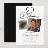 90 en Fabulous 90ste verjaardag Zwart script foto Kaart (Voorkant / Achterkant)