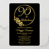90 en Fabulous 90ste verjaardagsfeest gestempeld Folie Uitnodiging (Voorkant)