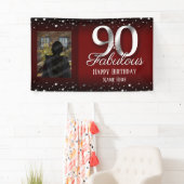 90 en Fabulous Birthday Confetti Foto Spandoek (Insitu)