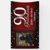 90 en Fabulous Birthday Confetti Foto Spandoek (Verticaal)