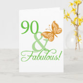 90 en Fabulous Birthday Gifts Kaart (Gele Bloem)