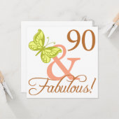 90 en Fabulous Birthday Gifts (najaar) Kaart (Voorkant / Achterkant in situ)