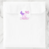 90 en Fabulous Birthday Gifts (plum) Ronde Sticker (Tas)