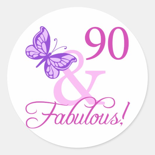90 en Fabulous Birthday Gifts (plum) Ronde Sticker (Voorkant)