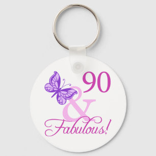 90 en Fabulous Birthday Gifts (plum) Sleutelhanger