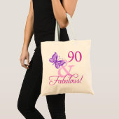 90 en Fabulous Birthday Gifts (plum) Tote Bag (Voorkant (product))