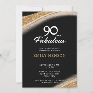 90 en Fabulous Black Gold Verjaardag Kaart