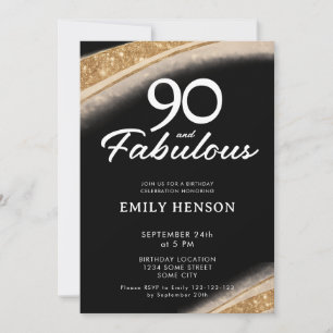 90 en Fabulous Bold Black Gold Verjaardag Kaart