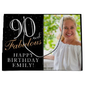 90 en Fabulous Elegant Black 90th Birthday Foto Groot Cadeauzakje (Voorkant)